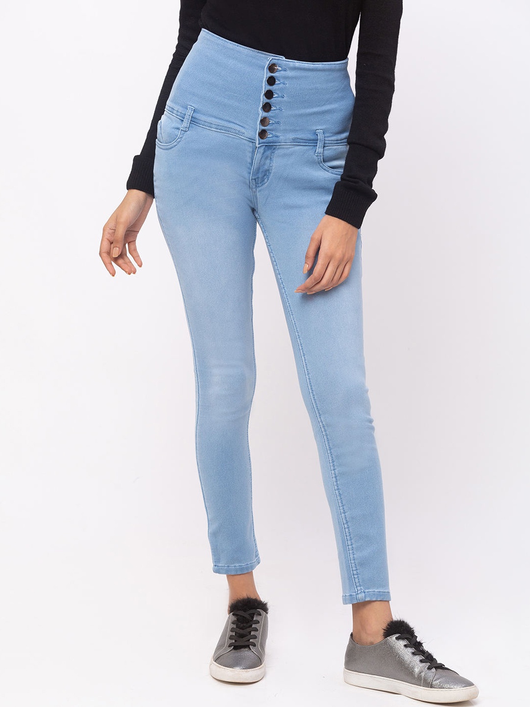 ZOLA Cotton Slim Fit Ankle Length Lightweight Stretchable Jeans, Blue