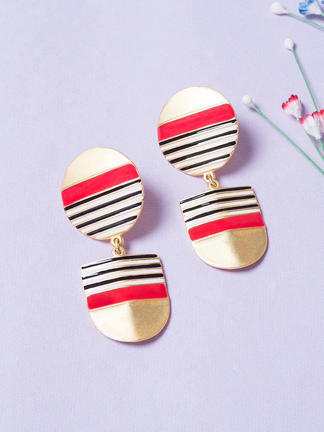 Golden Peacock Gold Contemporary Drop Earrings