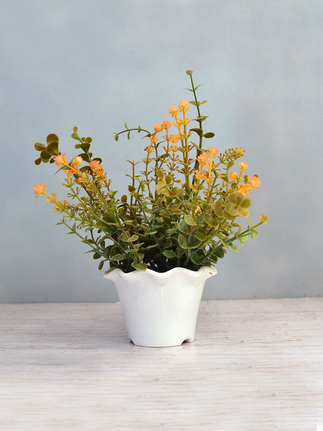fancy mart Green & White Artificial Hackleberry in Kingri Pot