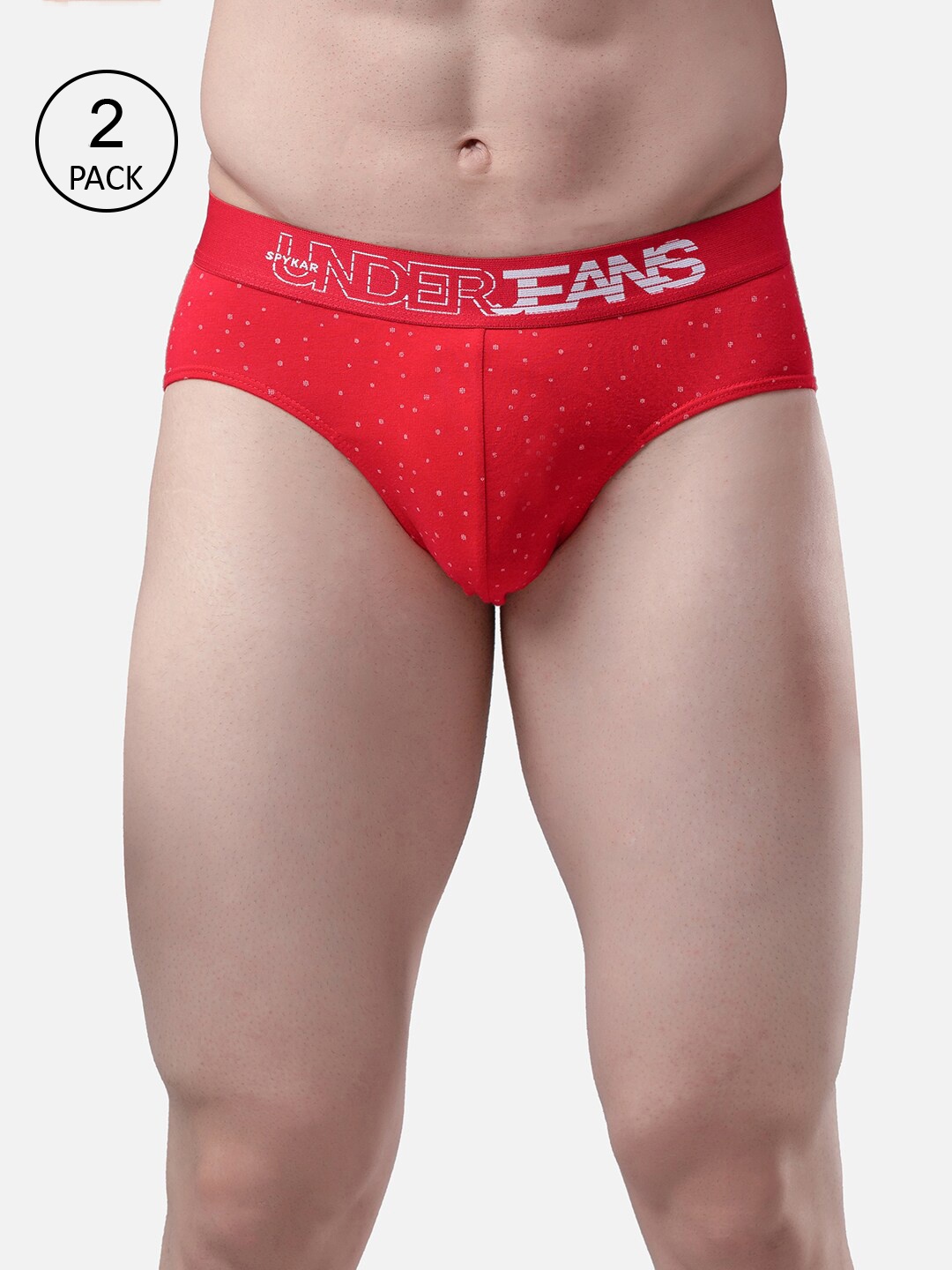 UnderJeans by Spykar Men Pack Of 2 Red & White Polka Dot Printed Briefs UJMBRPBC033Red
UnderJeans by Spykar Men Pack Of 2 Red & White Polka Dot Printed Briefs UJMBRPBC033Red