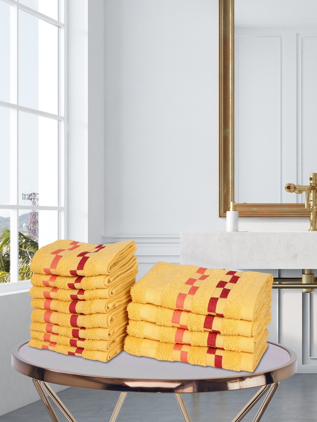 BIANCA Unisex Set Of 12 Gold-Coloured Striped 450 GSM Pure Mercerized Combed Cotton Towels
BIANCA Unisex Set Of 12 Gold-Coloured Striped 450 GSM Pure Mercerized Combed Cotton Towels