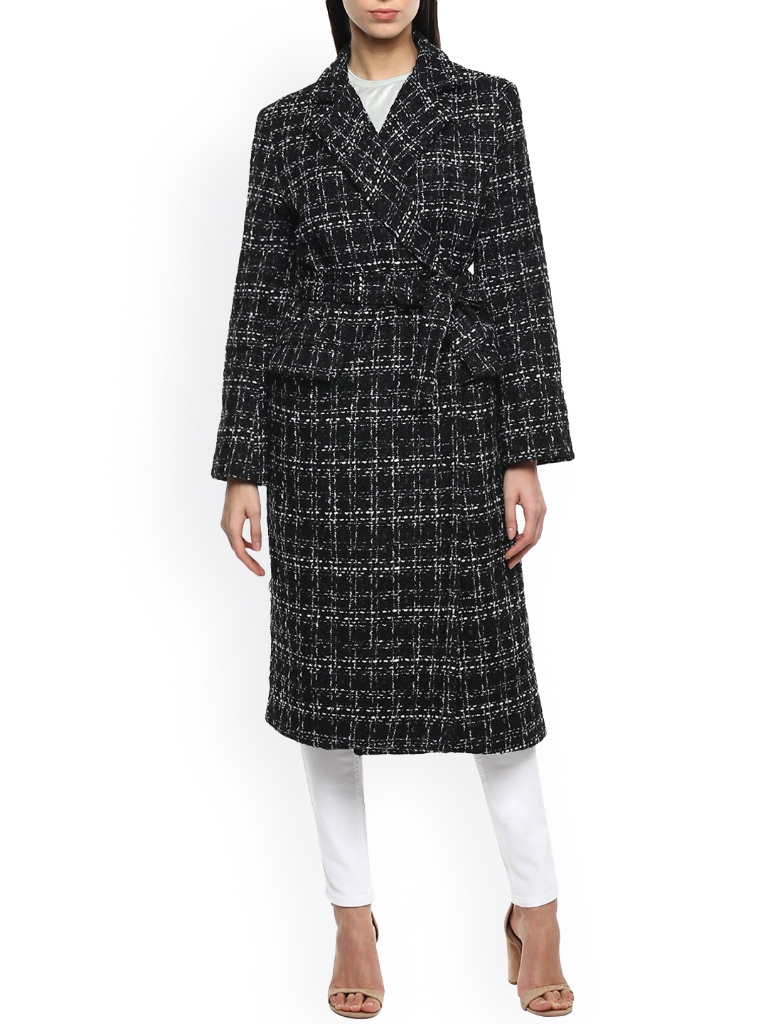 Rinascimento Women Black Longline Open Front Jacket