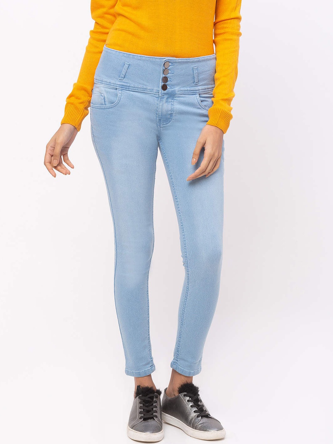 ZOLA Cotton Cropped Length Lightweight Jeans, Blue