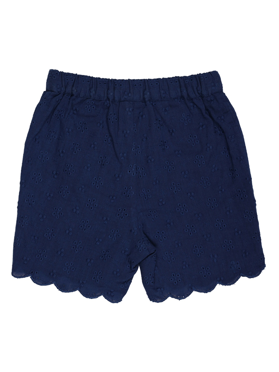 KICKS & CRAWL Girls Blue Mid-Rise Schiffli Floral Regular Shorts