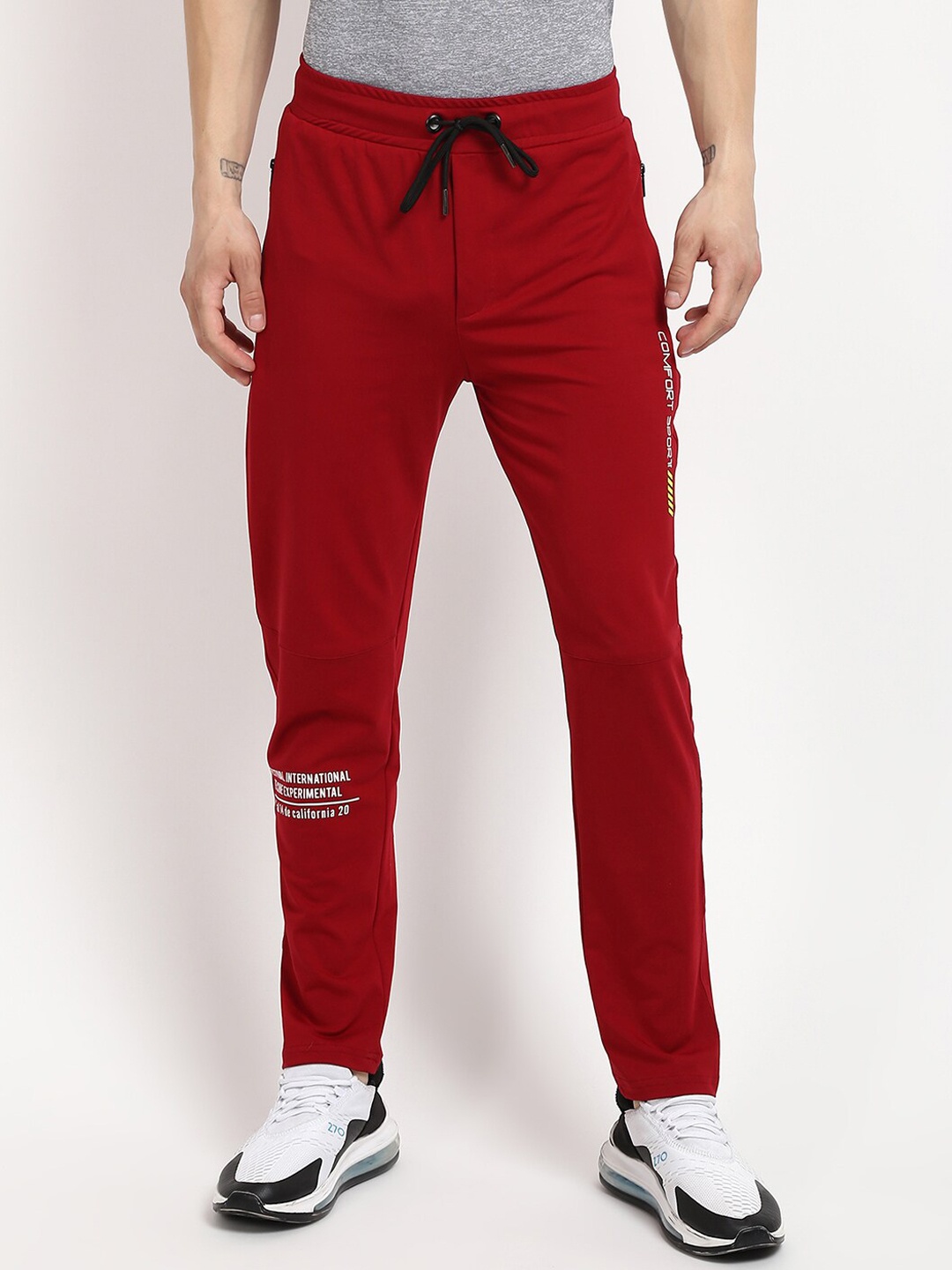 V2 Value & Variety Men Maroon Solid Cotton Track Pants
