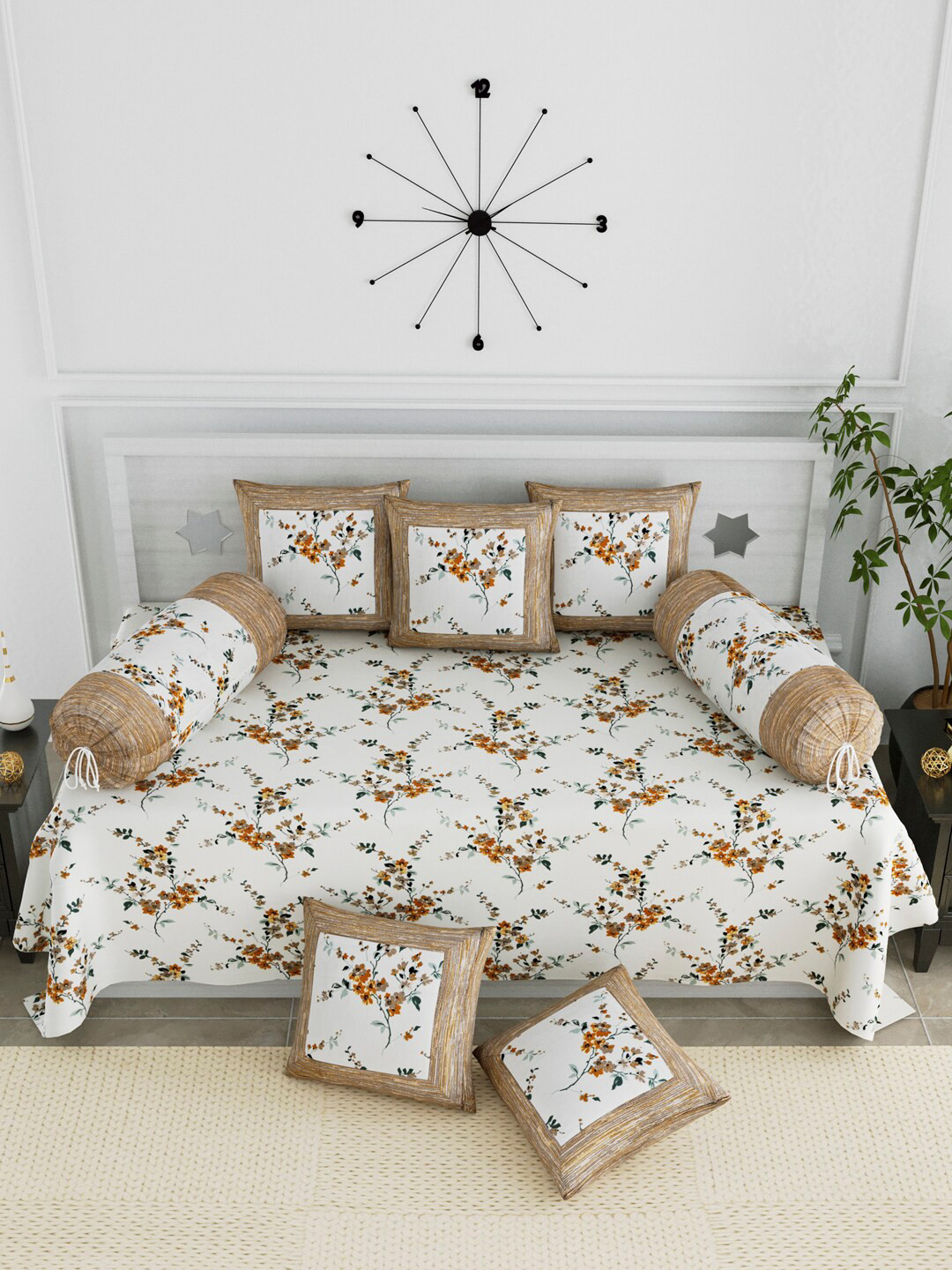 LIVING ROOTS Set Of 8 White & Beige Floral Cotton Single Bedsheet With Bolster Covers & Cushion Covers
LIVING ROOTS Set Of 8 White & Beige Floral Cotton Single Bedsheet With Bolster Covers & Cushion Covers