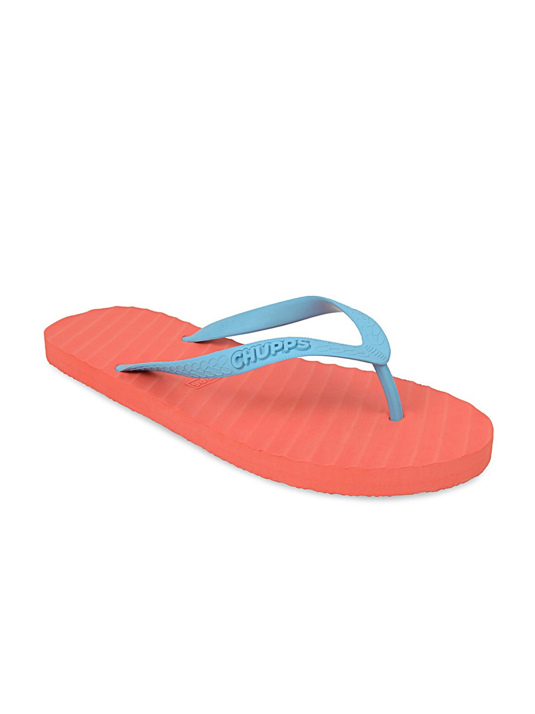CHUPPS Unisex Coral Pink & Blue Rubber Sustainable Thong Flip-Flops