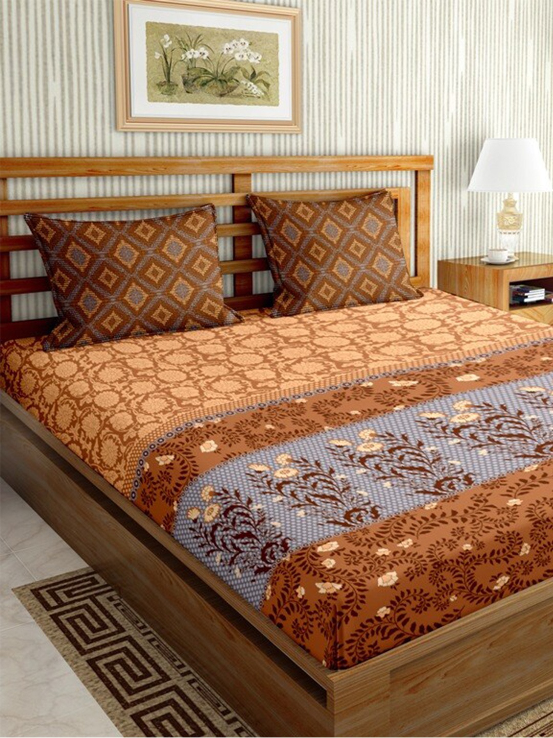 BELLA CASA Brown Ethnic Motifs 144 TC Cotton King Bedsheet with 2 Pillow Covers
BELLA CASA Brown Ethnic Motifs 144 TC Cotton King Bedsheet with 2 Pillow Covers