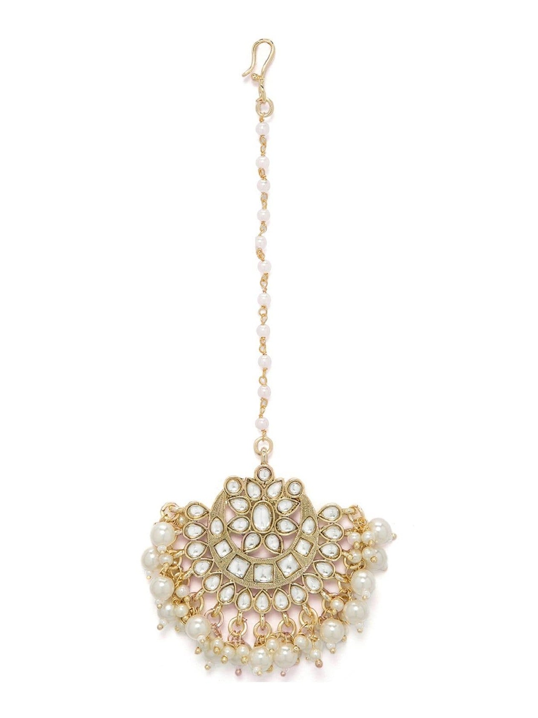 Rubans Gold-Plated & White Kundan-Studded Pearl Beaded Embellished Handcrafted Maang Tika
Rubans Gold-Plated & White Kundan-Studded Pearl Beaded Embellished Handcrafted Maang Tika