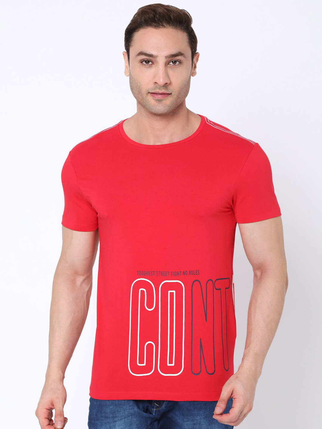 Rex Straut Jeans Men Red Typography Printed Slim Fit T-shirt
Rex Straut Jeans Men Red Typography Printed Slim Fit T-shirt