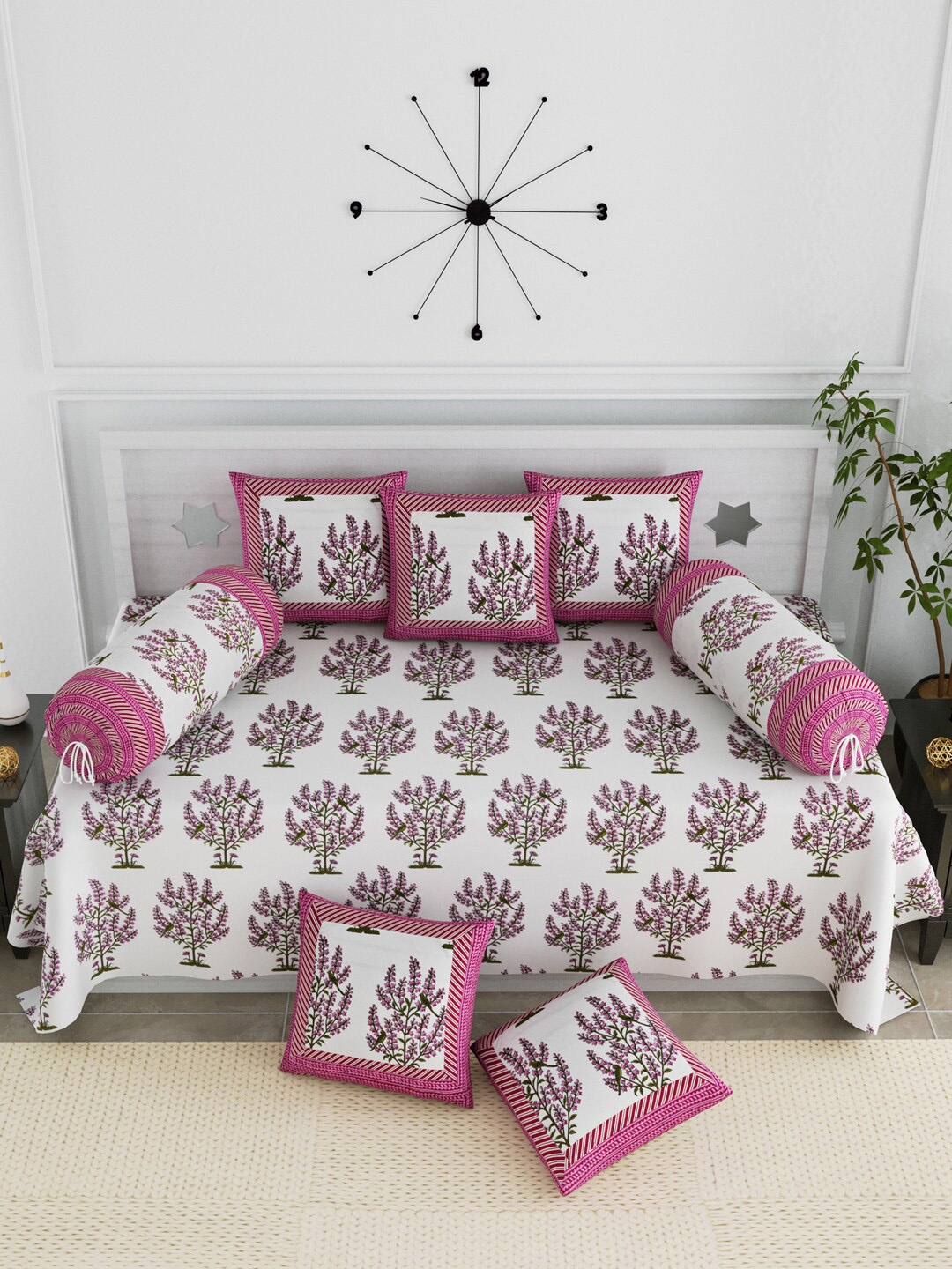 LIVING ROOTS Set Of 8 White & Pink Floral Printed Pure Cotton Bedsheet With Bolster & Cushion Covers
LIVING ROOTS Set Of 8 White & Pink Floral Printed Pure Cotton Bedsheet With Bolster & Cushion Covers