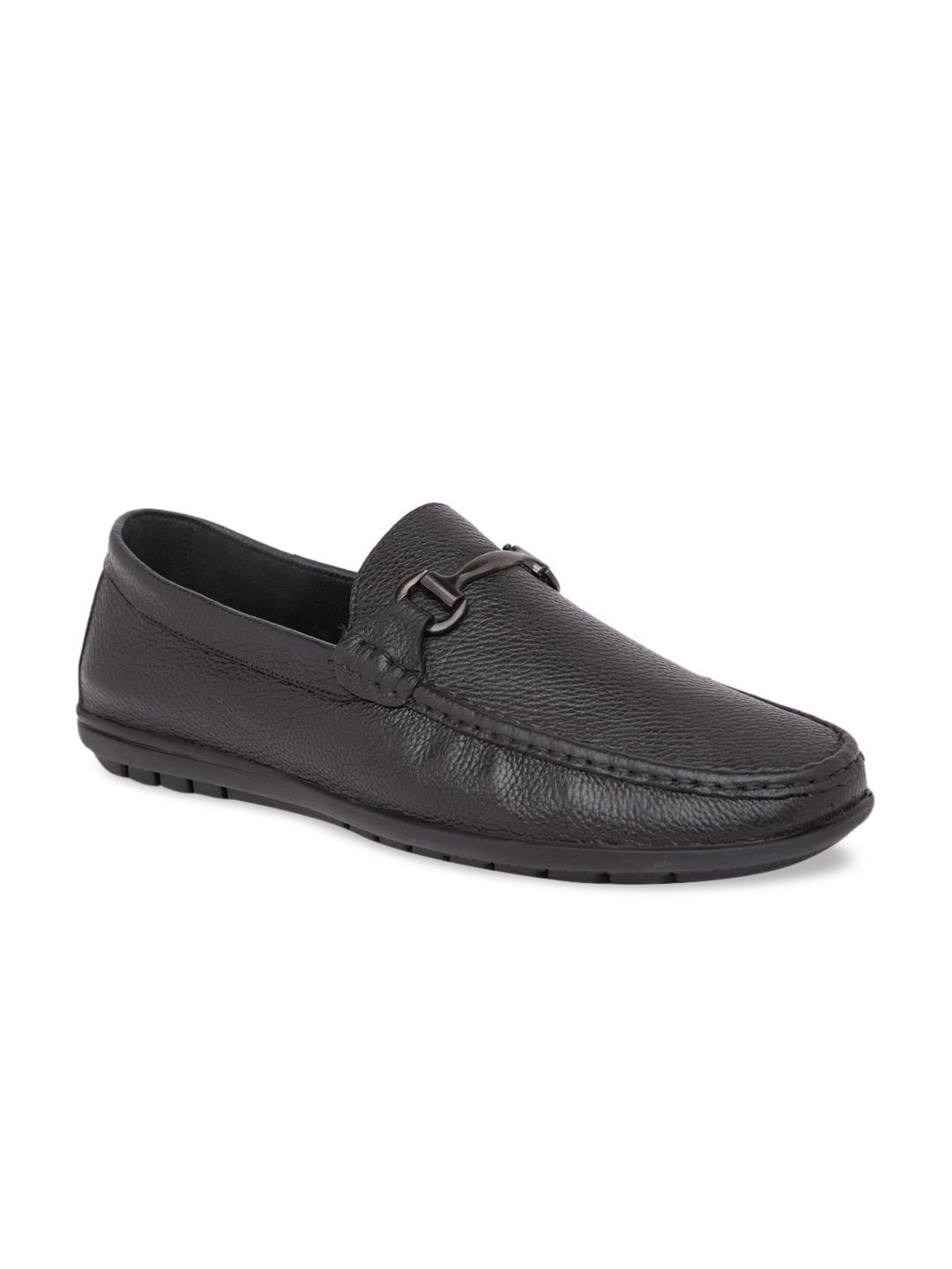 Regal Men Black Textured Leather Loafers