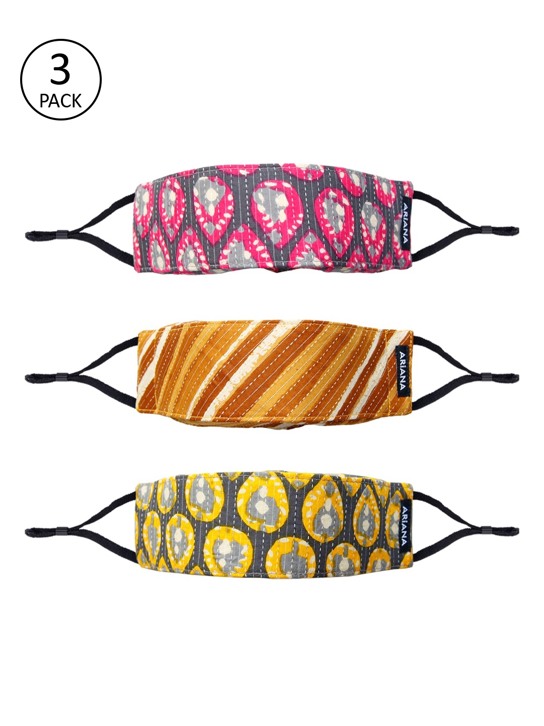 Ariana Unisex Pack Of 3 Printed 7-Ply 5 Layer SSMMS Filter Reusable Pure Cotton Protective Outdoor Cloth Masks, Pink
Ariana Unisex Pack Of 3 Printed 7-Ply 5 Layer SSMMS Filter Reusable Pure Cotton Protective Outdoor Cloth Masks, Pink