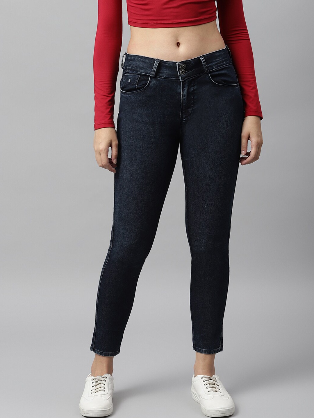 Code 61 Women Navy Blue Skinny Fit Stretchable Jeans