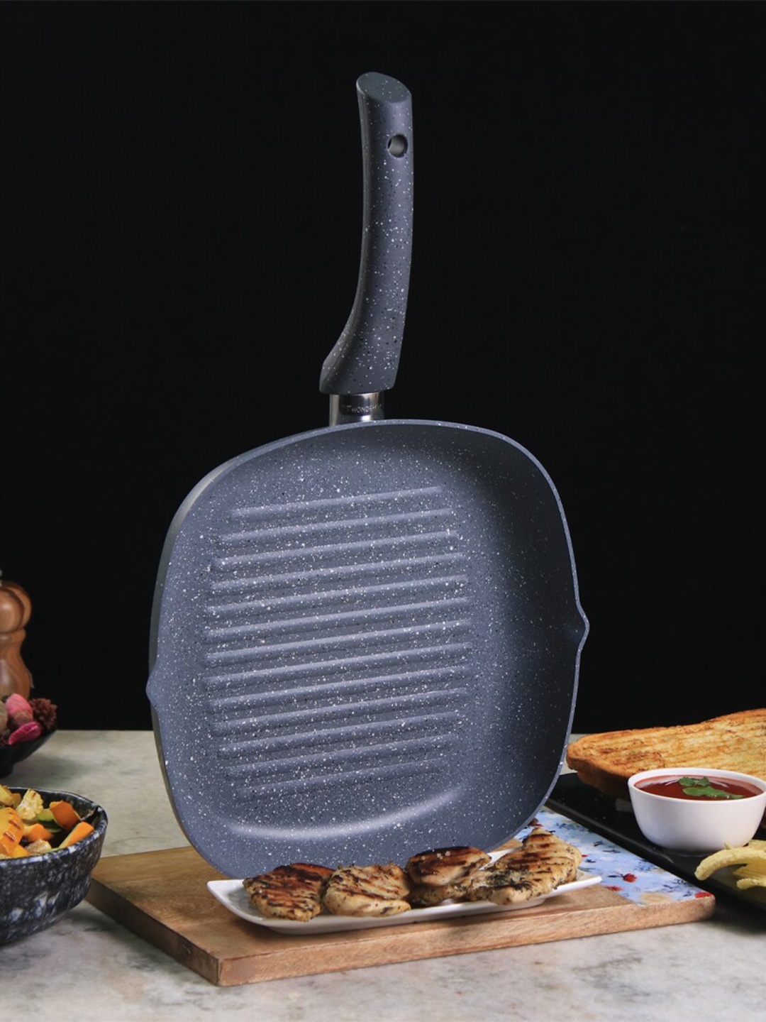 Wonderchef Grey Solid Granite Grill Pan