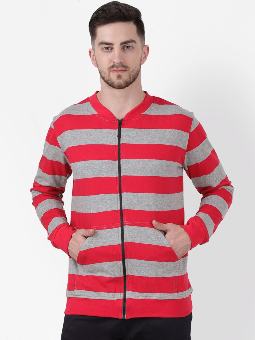 PAUSE SPORT Men Red Striped Sweatshirt