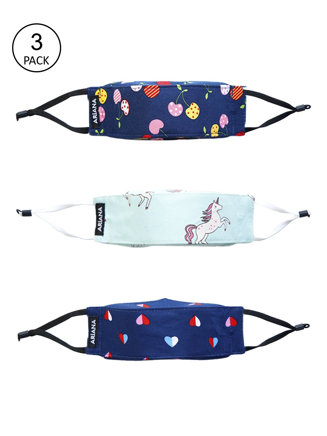 Ariana Unisex Kids Pack of 3 Printed 7-Ply 5 Layer SSMMS Filter Reusable Cloth Face Masks, Blue
Ariana Unisex Kids Pack of 3 Printed 7-Ply 5 Layer SSMMS Filter Reusable Cloth Face Masks, Blue