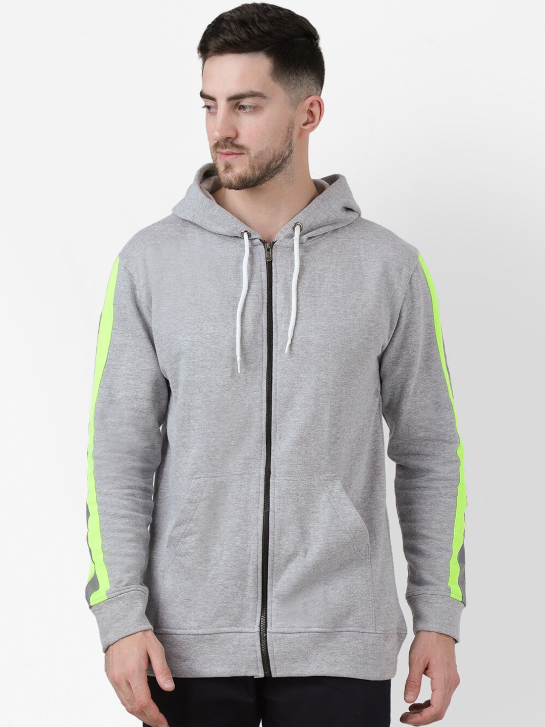 PAUSE SPORT Men Grey Hooded Sweatshirt