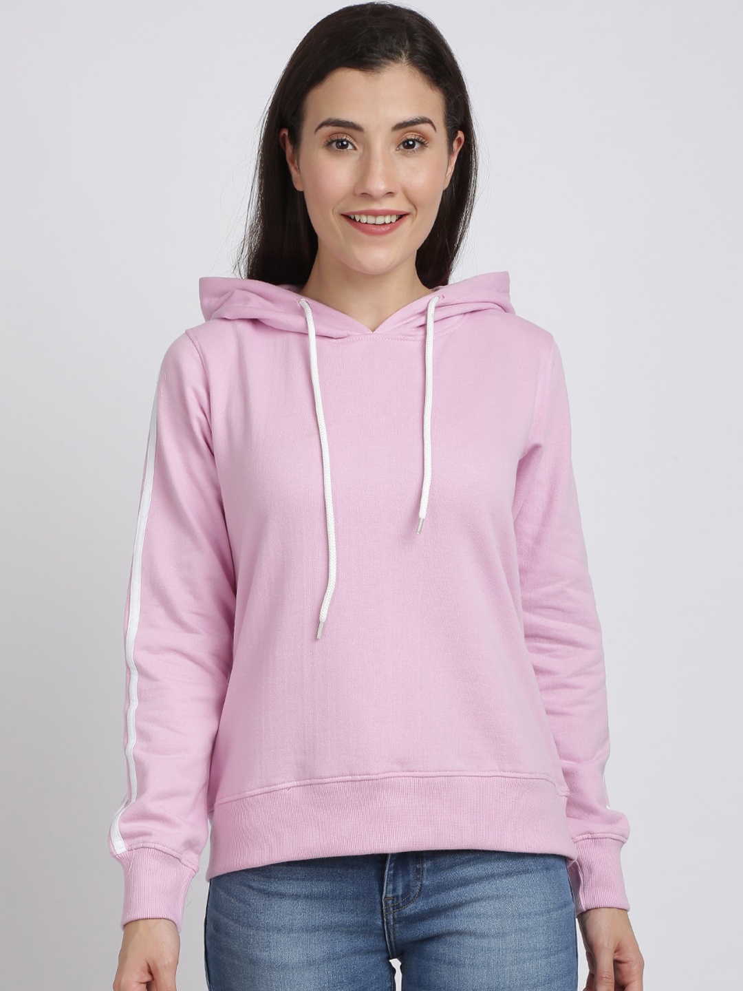 BEVERLY BLUES Women Pink Hooded Pullover Sweatshirt