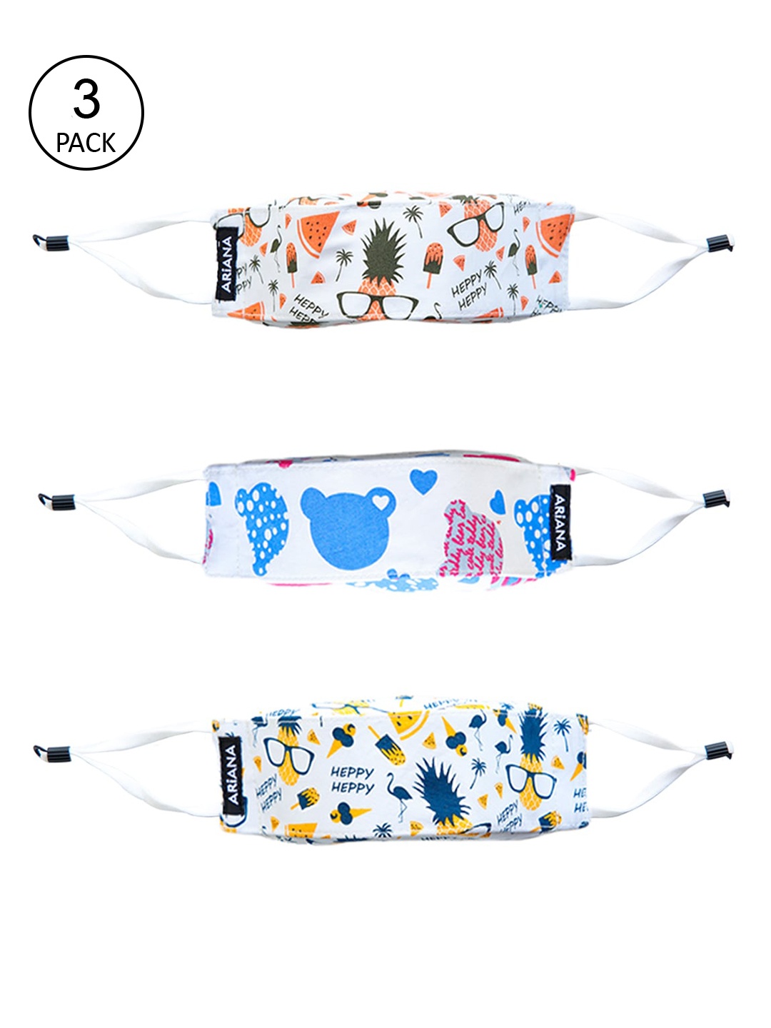 Ariana Kids Pack Of 3 Printed 7-Ply 5 Layer SSMMS Filter Reusable Pure Cotton Protective Outdoor Masks, White
Ariana Kids Pack Of 3 Printed 7-Ply 5 Layer SSMMS Filter Reusable Pure Cotton Protective Outdoor Masks, White
