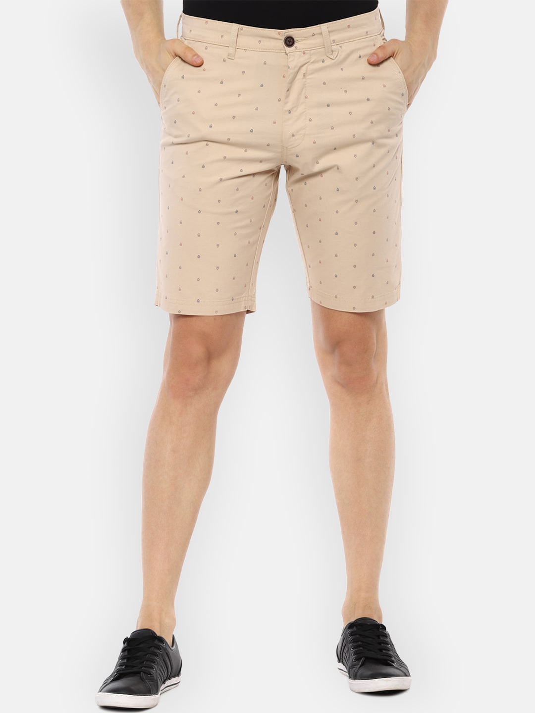 Van Heusen Sport Men Beige Printed Mid-Rise Regular Shorts