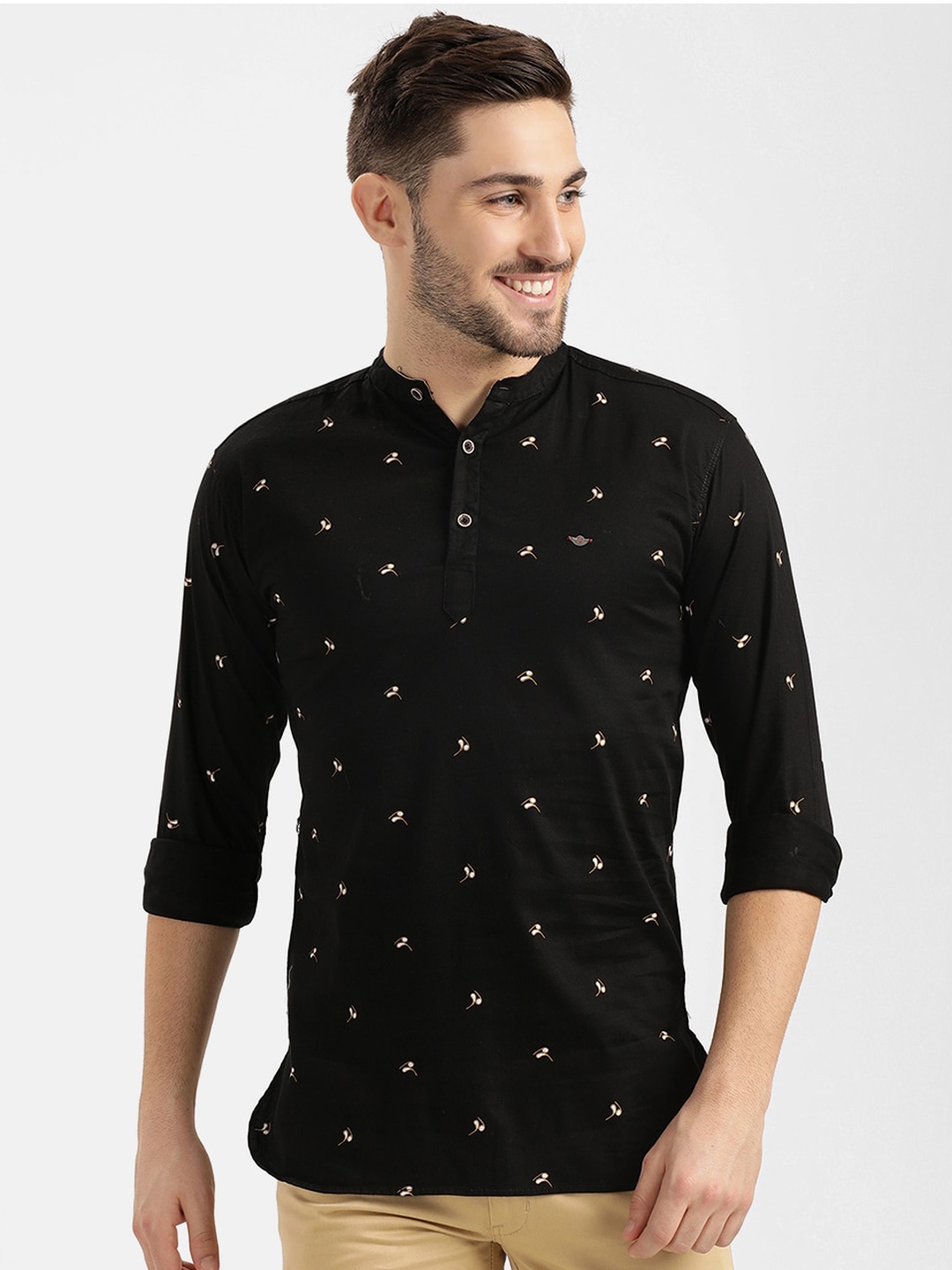 V2 Value & Variety Men Black Printed Kurta