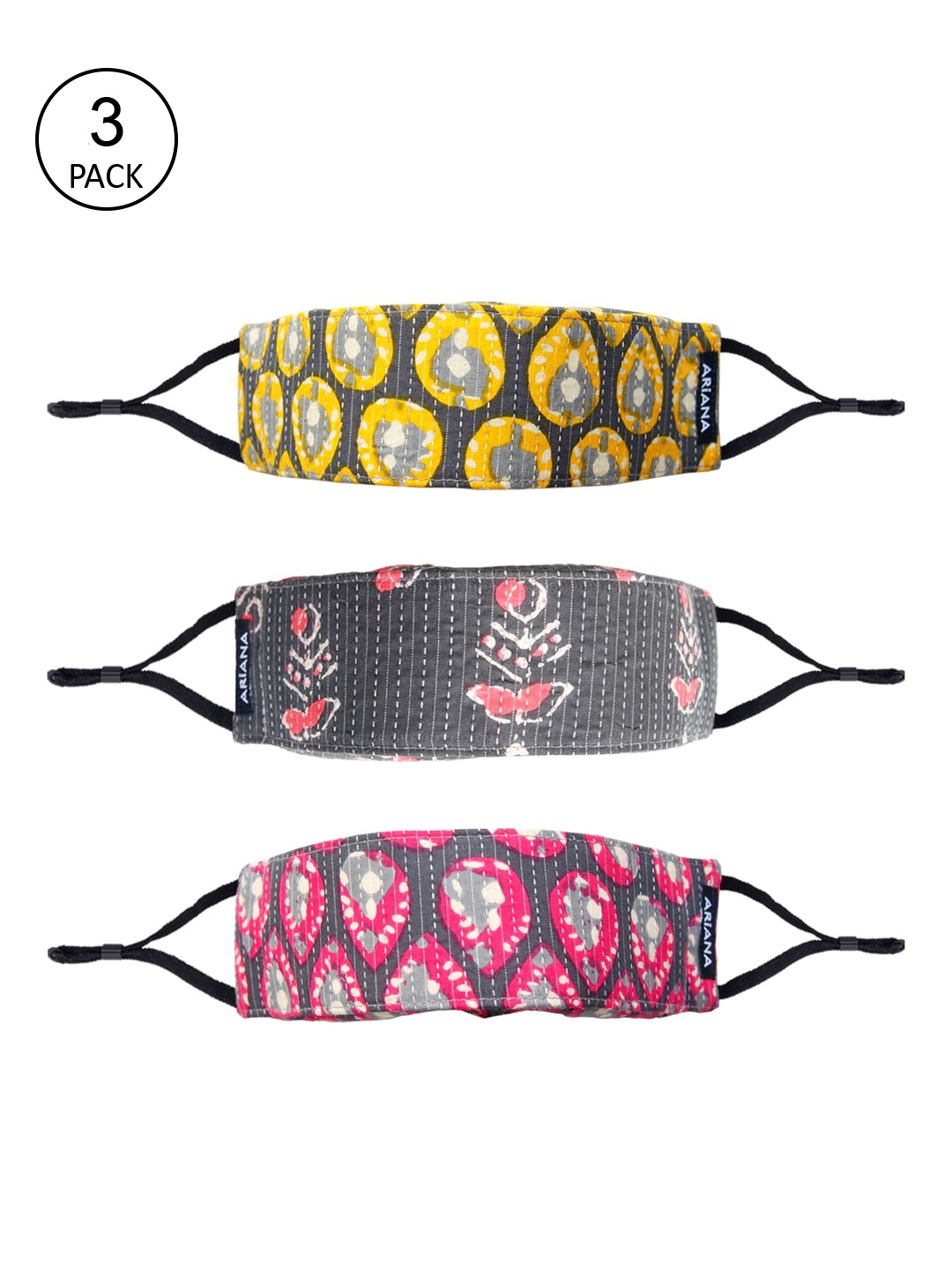 Ariana Pack Of 3 Printed 7-Ply 5 Layer SSMMS Filter Reusable Pure Cotton Cloth Masks, Yellow
Ariana Pack Of 3 Printed 7-Ply 5 Layer SSMMS Filter Reusable Pure Cotton Cloth Masks, Yellow