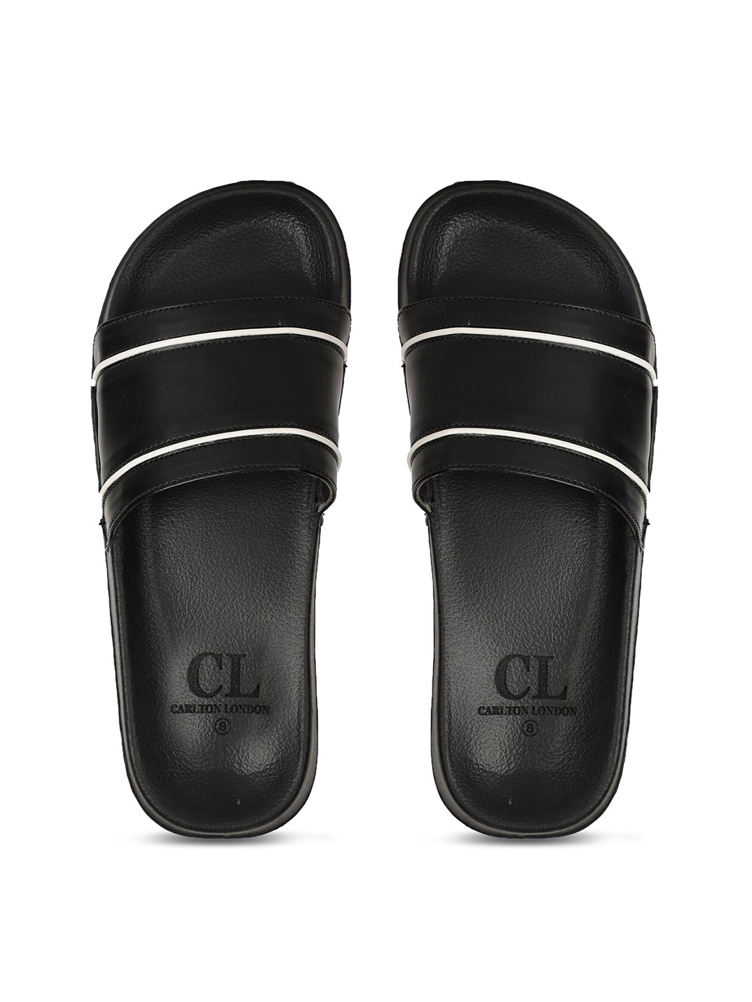 Carlton London Men Black Striped Sliders