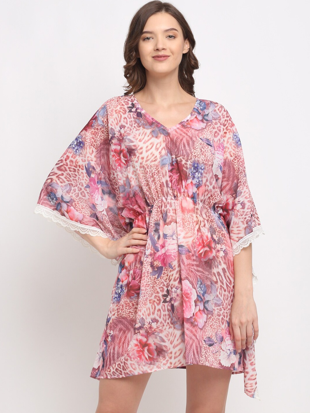 EROTISSCH Pink Printed Kaftan Nightdress