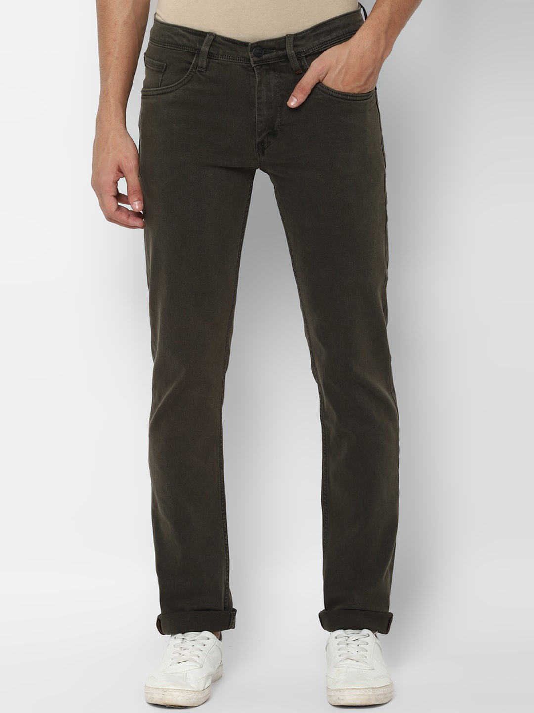 Allen Solly Men Olive Green Skinny Fit Jeans