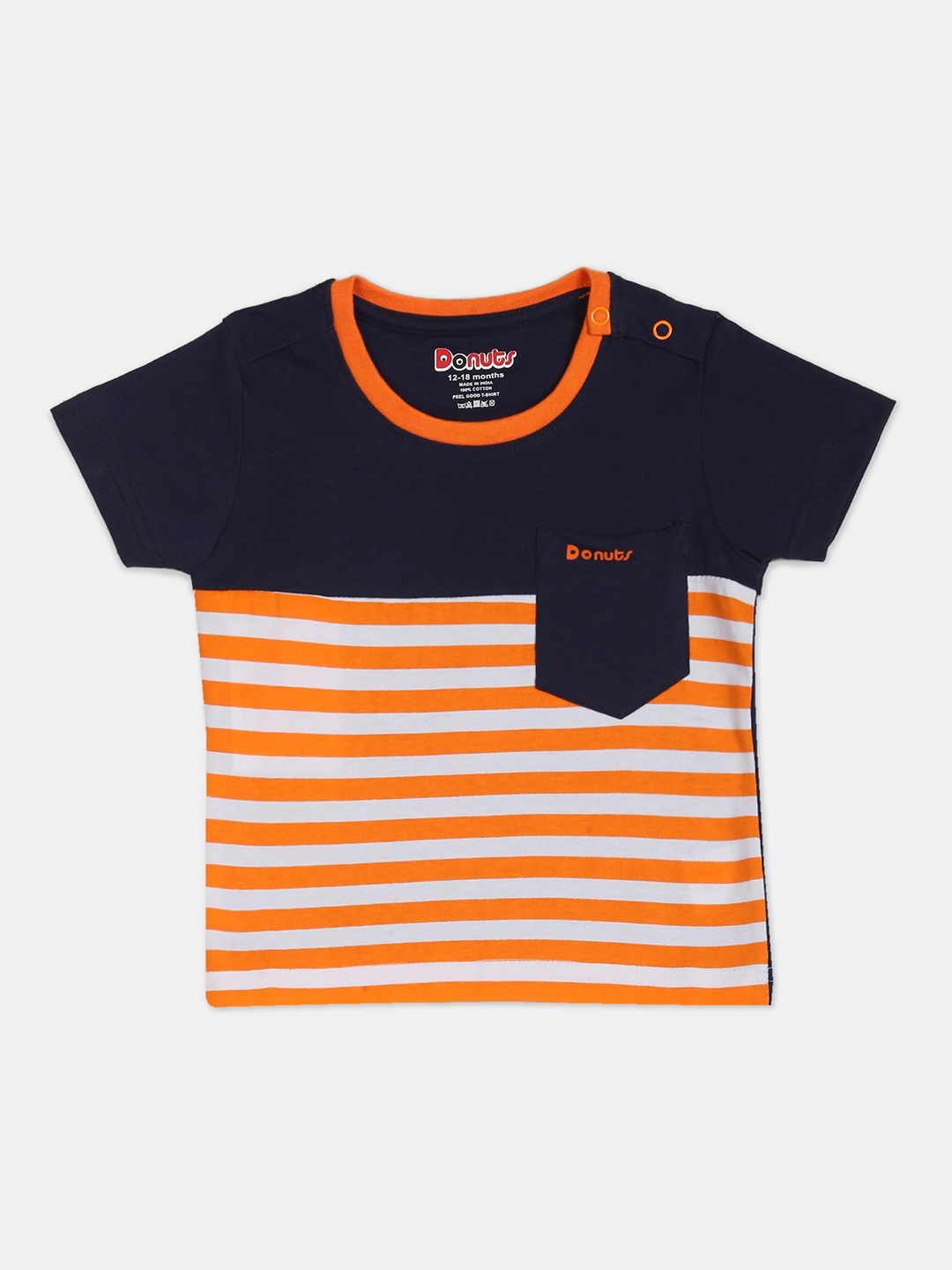 Donuts Boys Blue & Orange Striped T-shirt
