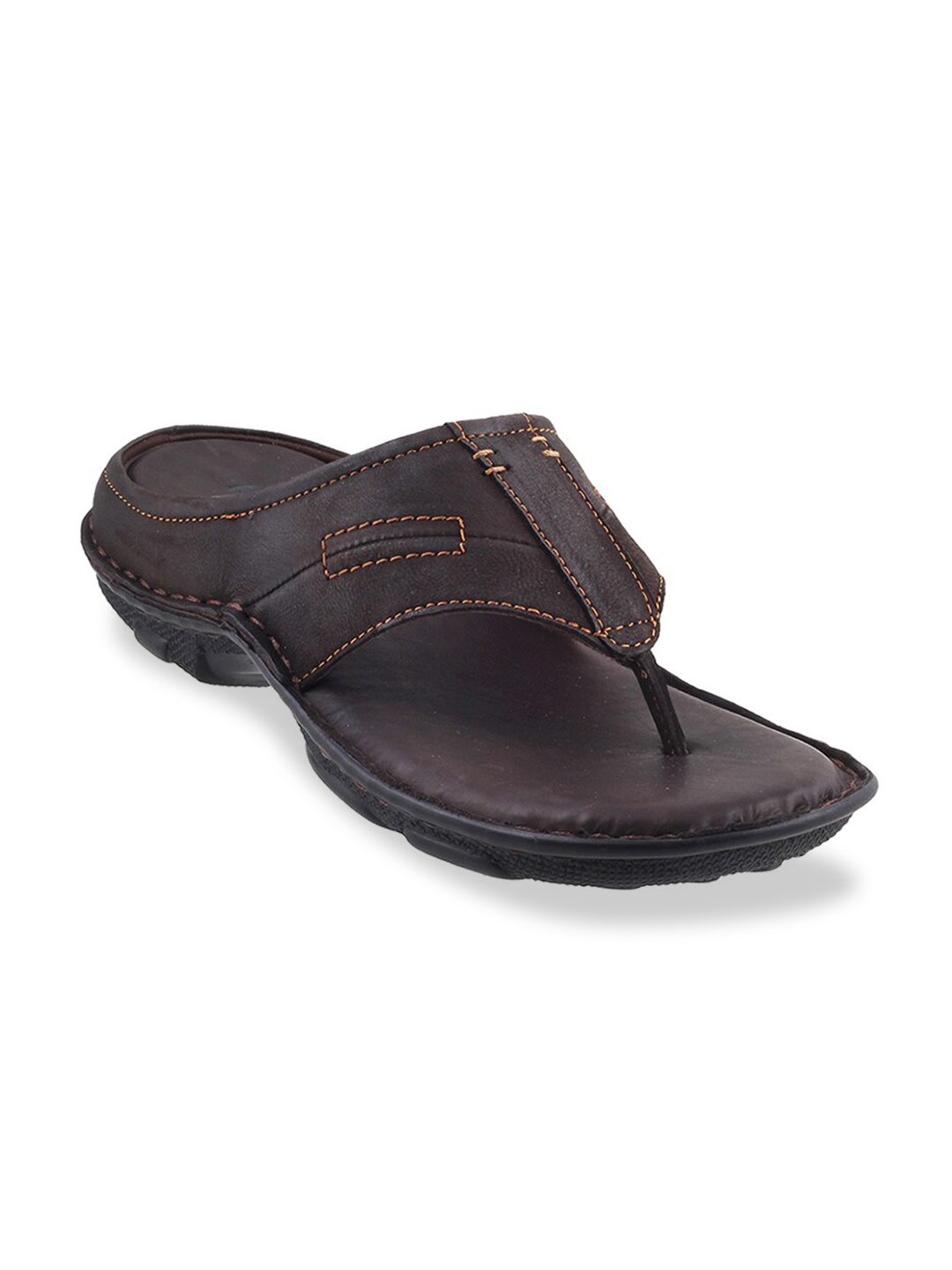 Mochi Men Brown & Black Comfort Sandals