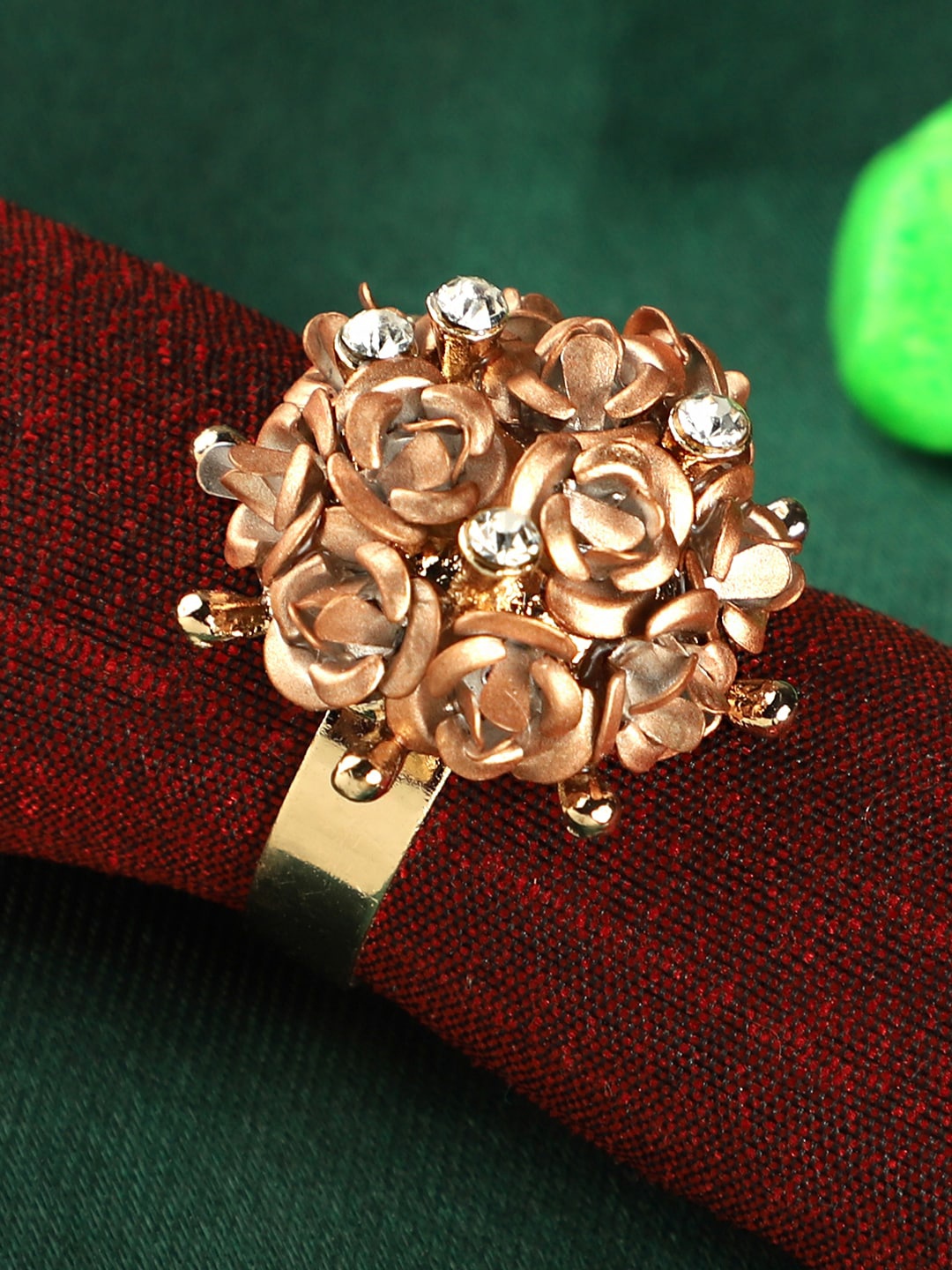 ANIKAS CREATION Gold-Plated Flower Design White Stone Studded Handcrafted Adjustable Finger Ring
ANIKAS CREATION Gold-Plated Flower Design White Stone Studded Handcrafted Adjustable Finger Ring