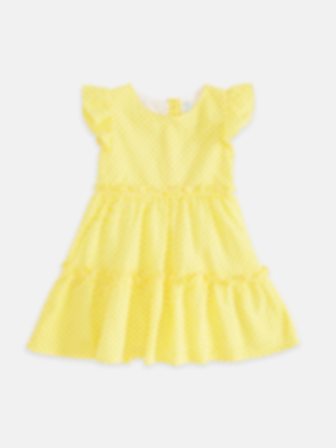 Pantaloons Baby Yellow & White Checked Fit & Flare Pure Cotton Dress