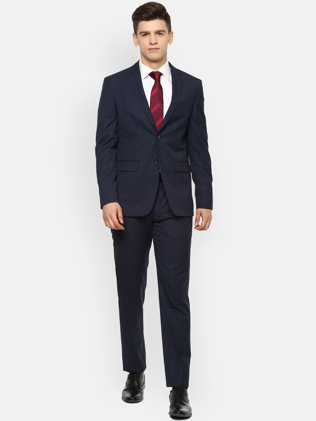 Louis Philippe Men Navy Blue Checked Slim-Fit Single-Breasted Two-Piece Formal Suit
Louis Philippe Men Navy Blue Checked Slim-Fit Single-Breasted Two-Piece Formal Suit