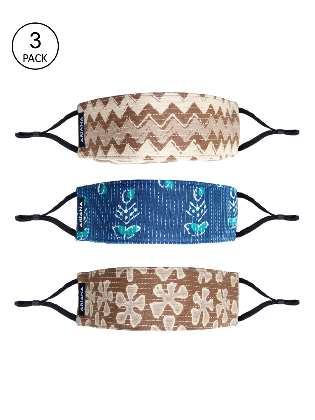 Ariana Unisex Pack of 3 Printed 7-Ply 5 Layer SSMMS Filter Reusable Cotton Cloth Masks, Brown
Ariana Unisex Pack of 3 Printed 7-Ply 5 Layer SSMMS Filter Reusable Cotton Cloth Masks, Brown