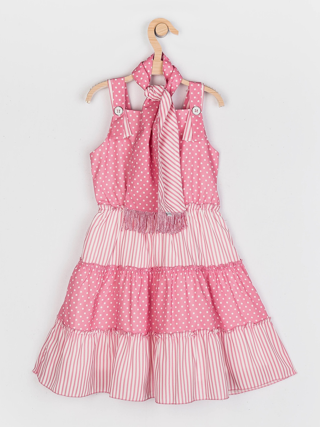 Peppermint Girls Pink & White Striped & Printed Pure Cotton Fit and Flare Dress with Stole
Peppermint Girls Pink & White Striped & Printed Pure Cotton Fit and Flare Dress with Stole