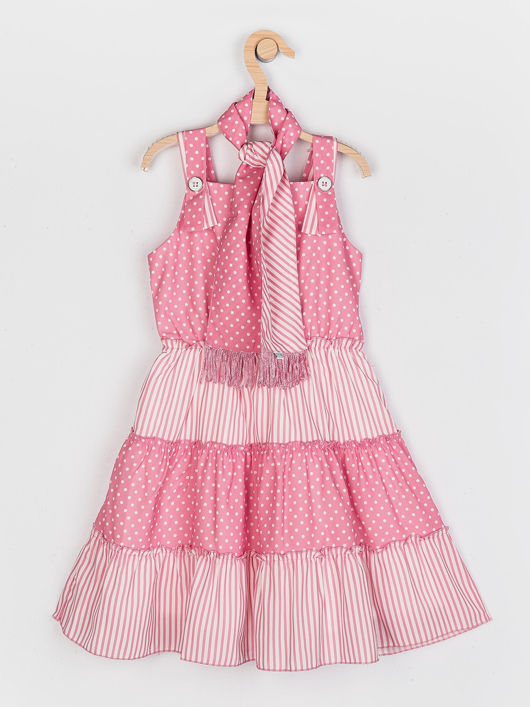 Peppermint Girls Pink & White Striped & Printed Pure Cotton Fit and Flare Dress with Stole
Peppermint Girls Pink & White Striped & Printed Pure Cotton Fit and Flare Dress with Stole