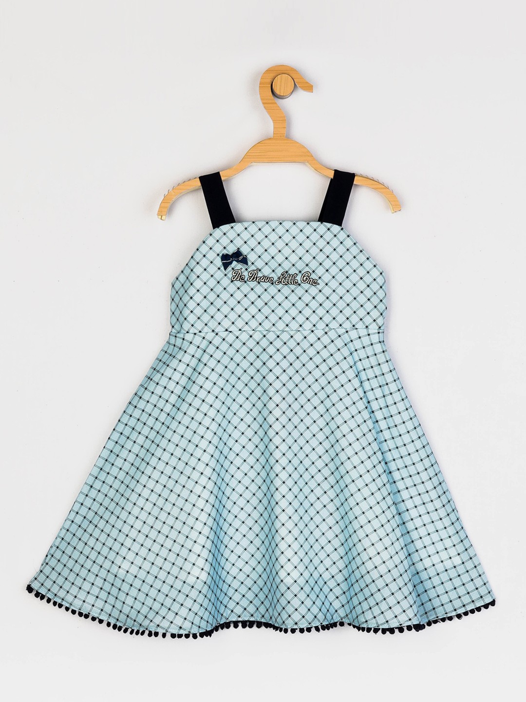 Peppermint Girls Blue Flared Checked Embroidered Typography & Black Shoulder Strap Dress
Peppermint Girls Blue Flared Checked Embroidered Typography & Black Shoulder Strap Dress