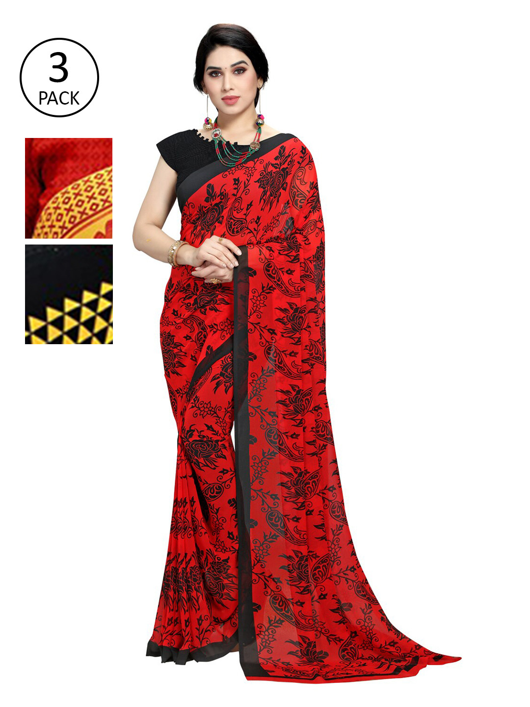 KALINI Pack Of 3 Red & Yellow Ethnic Motifs Saree
KALINI Pack Of 3 Red & Yellow Ethnic Motifs Saree