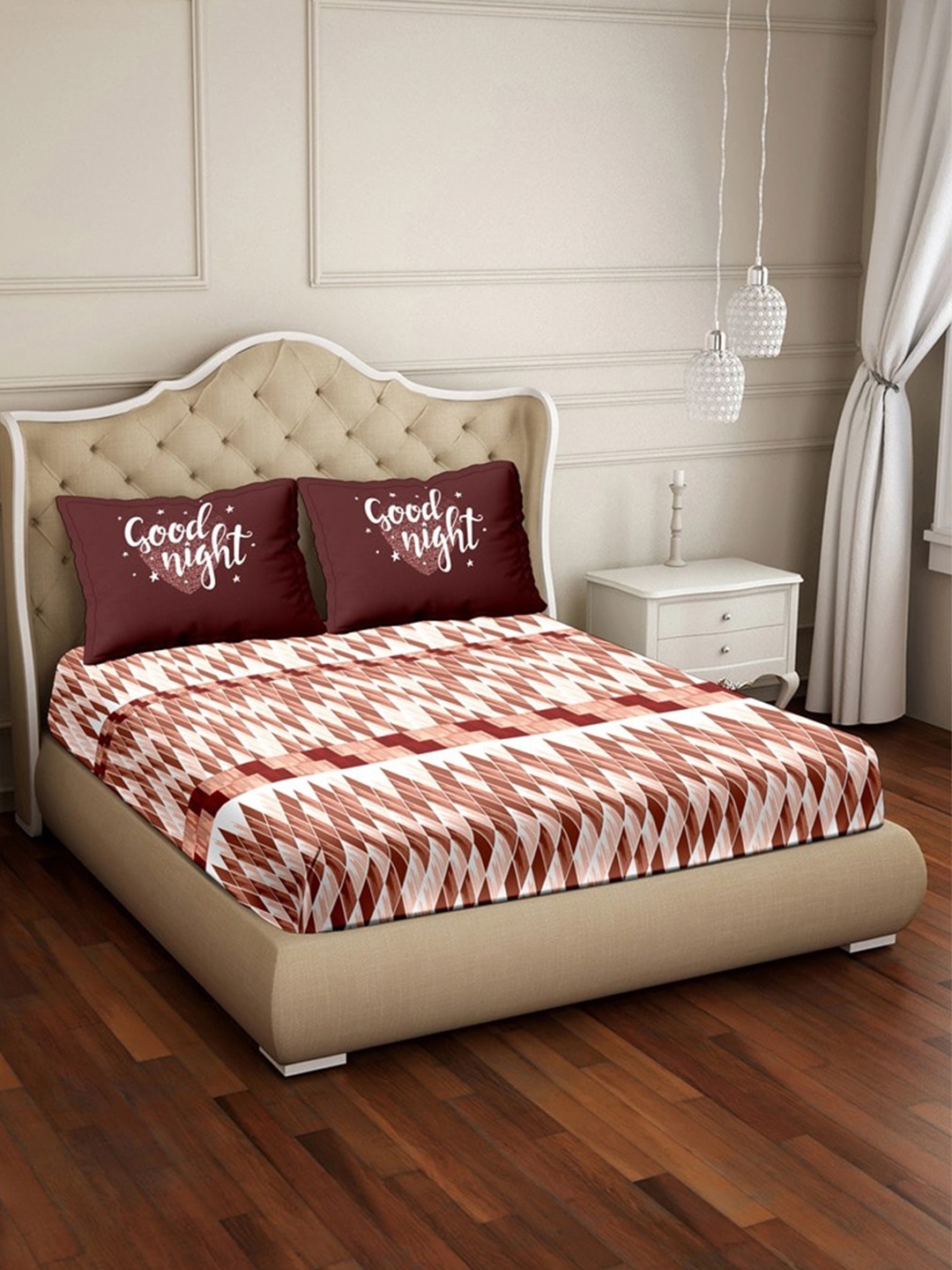 BELLA CASA White & Peach-Coloured Geometric 250 TC King Bedsheet with 2 Pillow Covers
BELLA CASA White & Peach-Coloured Geometric 250 TC King Bedsheet with 2 Pillow Covers