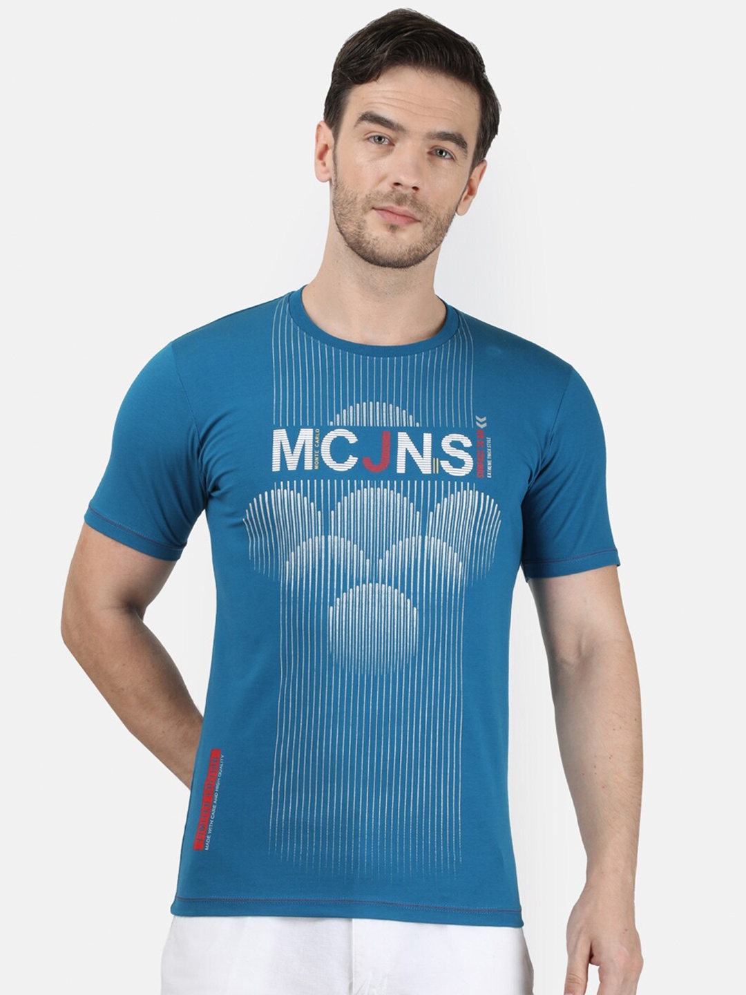 Monte Carlo Men Blue Printed T-shirt