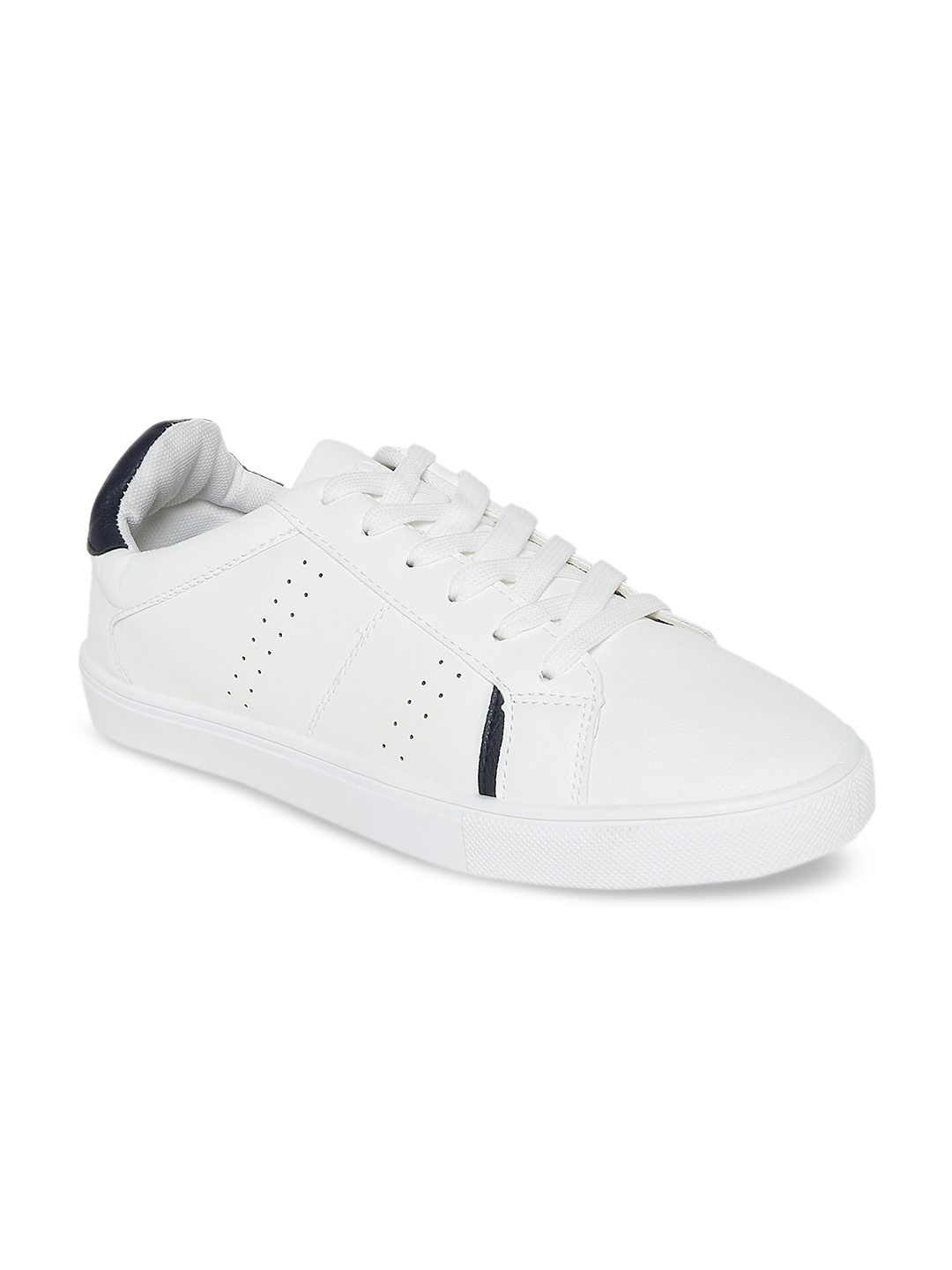 BYFORD by Pantaloons Men White Perforations Leather Sneakers