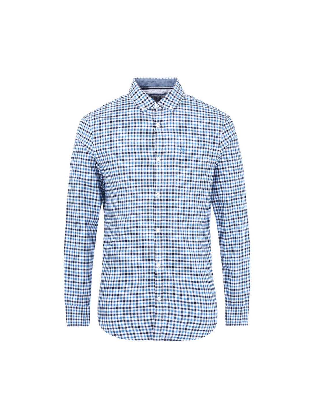 Original Penguin Men Blue Gingham Checks Checked Casual Shirt