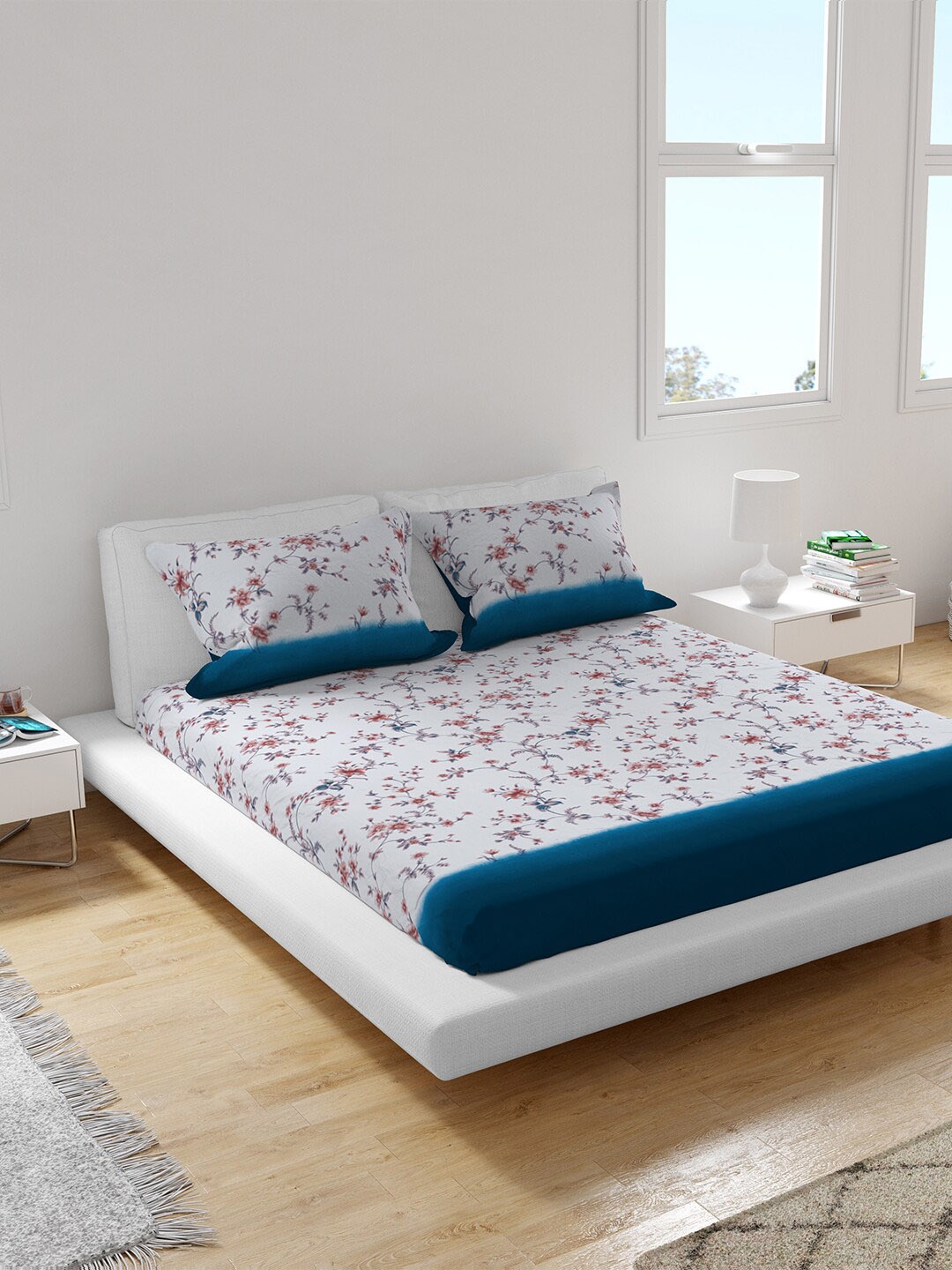 Himeya White & Peach-Coloured Floral 400 TC King Sustainable Bedsheet with 2 Pillow Covers
Himeya White & Peach-Coloured Floral 400 TC King Sustainable Bedsheet with 2 Pillow Covers