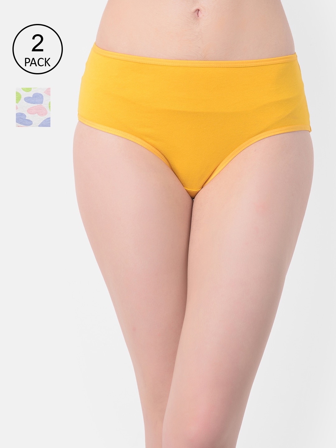 Clovia Women Pack Of 2 Cotton Hipster Briefs-COMPN1126S, Yellow