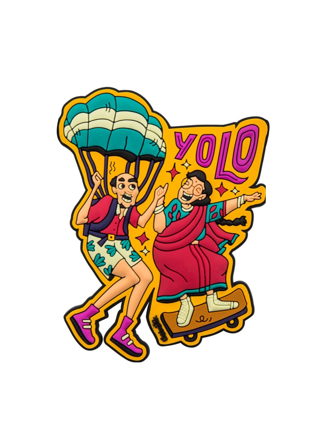 Chumbak Red & Yellow Yolo Decorative Fridge Magnet