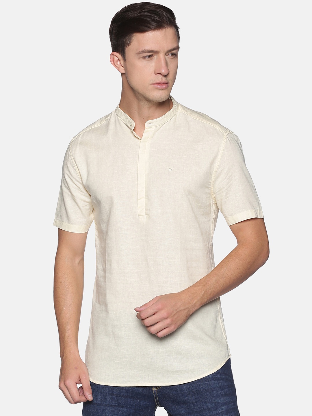 SHOWOFF Men Yellow Slim Fit Casual Shirt