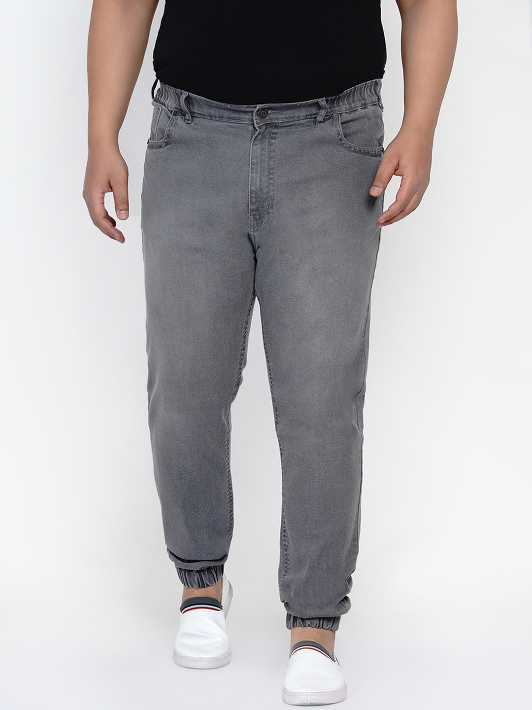 John Pride Men Plus Size Light Fade Stretchable Joggers, Grey