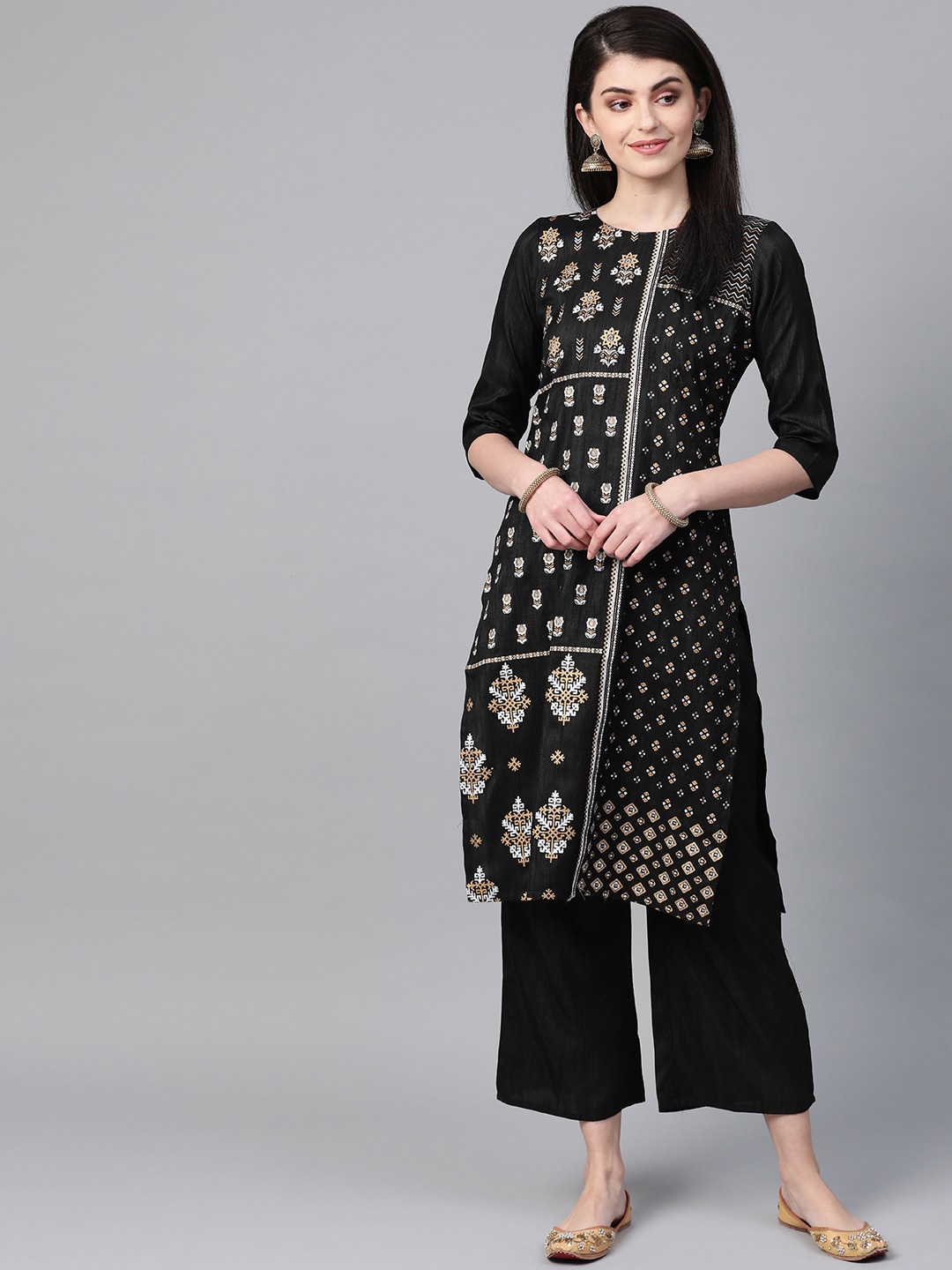 ZIYAA Women Black Ethnic Motifs Printed Kurta